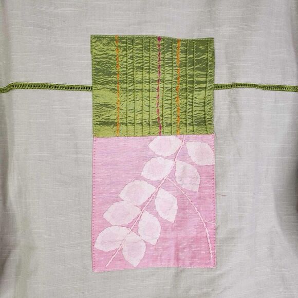 Parsley & Sage Button Down Shirt Pink Green Long Sleeve Patchwork Medium New - Picture 5 of 12